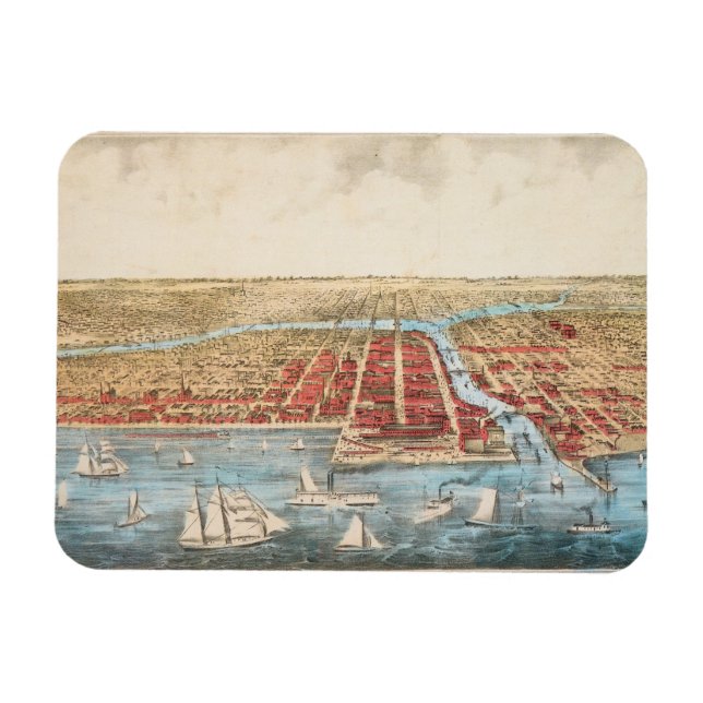 Íman MAPA: CHICAGO, c1857 (Horizontal)