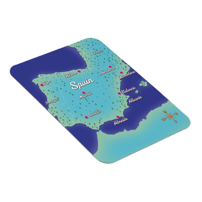 Íman Mapa Clássico Da Espanha (Lado Direito)