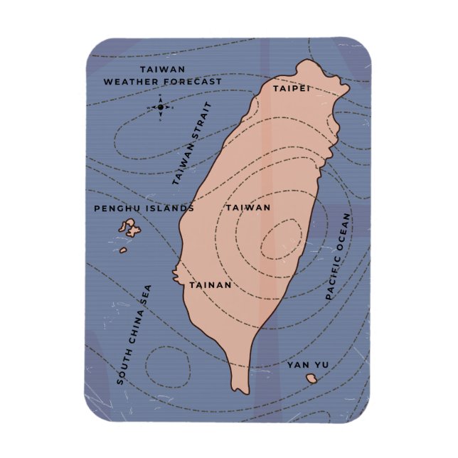 Íman Mapa Climático Vintage de Hong Kong (Vertical)