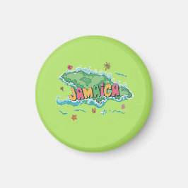 Íman Mapa colorido da ilha jamaicana