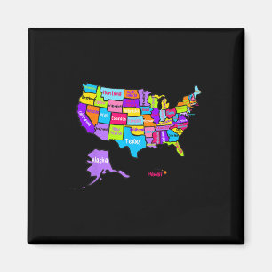 Íman Mapa Colorido Dos Estados Unidos Da América Com O