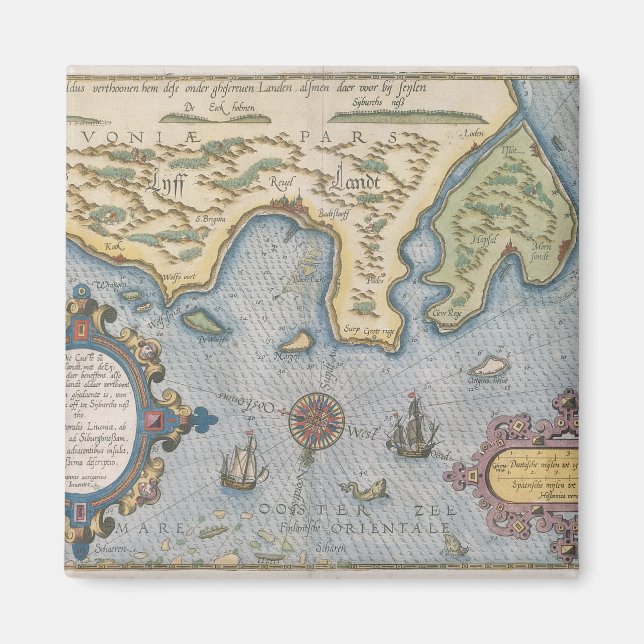 Íman Mapa comercial neerlandês do mar Báltico (Frente)