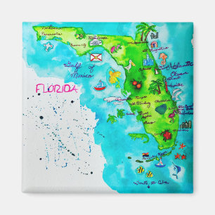 Íman Mapa da aguarela de Florida