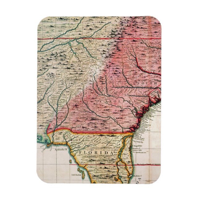 ÍMAN  MAPA DA AMÉRICA COLONIAL, 1733 (Vertical)