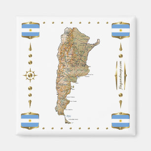 Íman Mapa da Argentina + ímã de sinalizadores