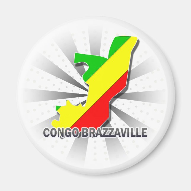 Íman Mapa da Bandeira do Congo-Brazzaville 2.0 (Frente)