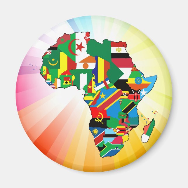 Íman Mapa da Bandeira do Continente Africano 2 (Frente)