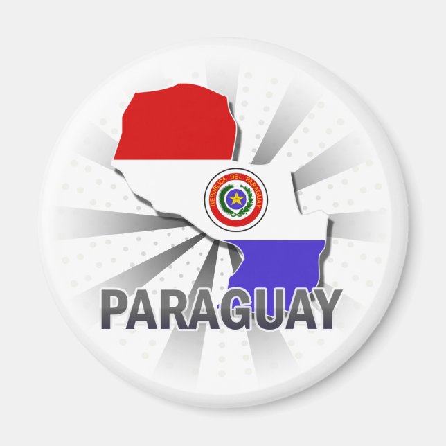 Íman Mapa da Bandeira do Paraguai 2.0 (Frente)