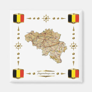 Íman Mapa da Bélgica + Magnet dos sinalizadores
