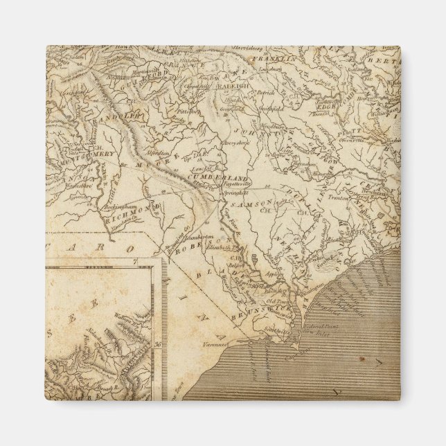 Íman Mapa da Carolina do Norte por Arrowsmith (Frente)