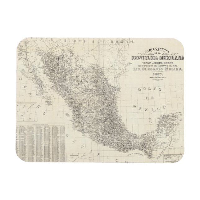 Íman Mapa da Carta Geral da República Mexicana (Horizontal)