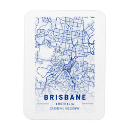Íman Mapa da cidade de Brisbane Tint Azul