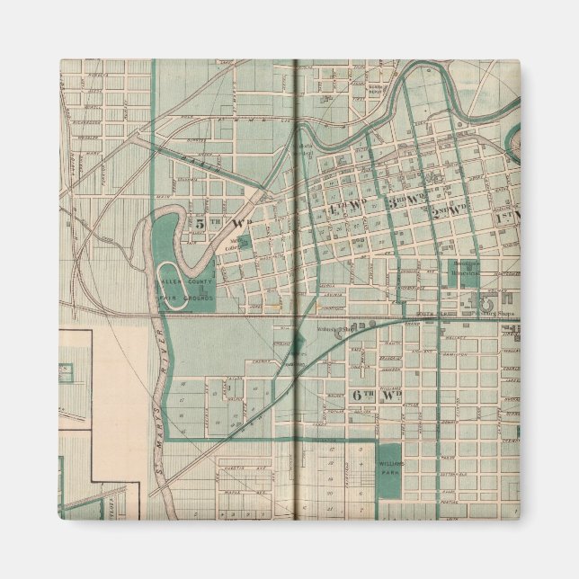 Íman Mapa da cidade de Fort Wayne com Cedarville (Frente)