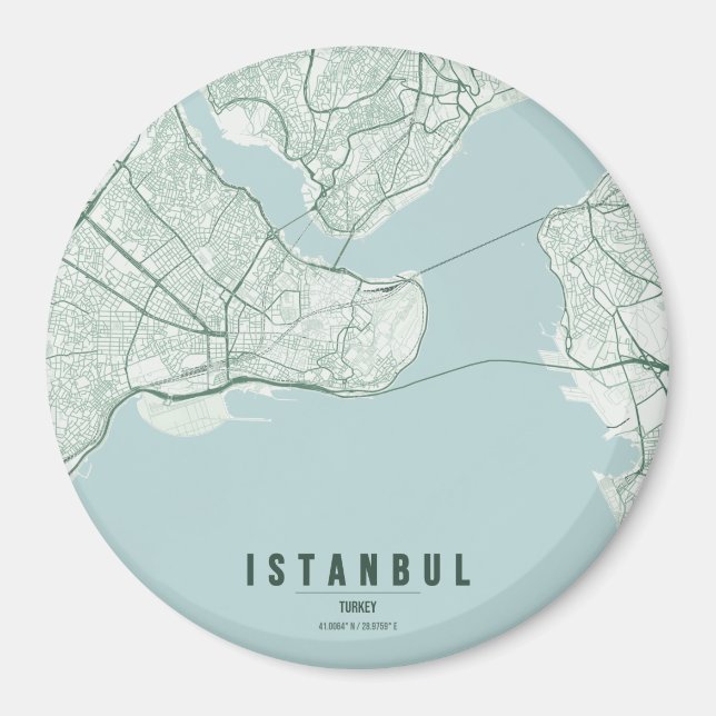 Íman Mapa da Cidade de Istambul Turquia Design Minimali (Frente)