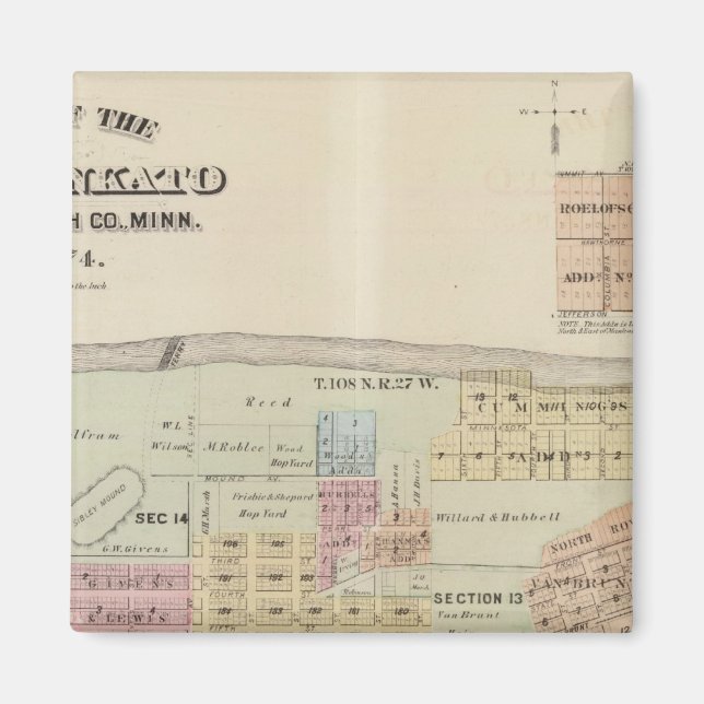 Íman Mapa da Cidade de Mankato, Minnesota (Frente)