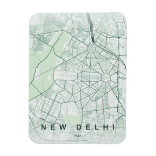 Íman Mapa da Cidade de Nova Deli, Índia, Design Minimal