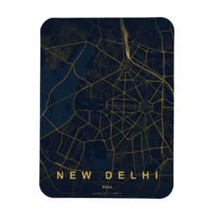 Íman Mapa da Cidade de Nova Deli, Índia, Design Minimal