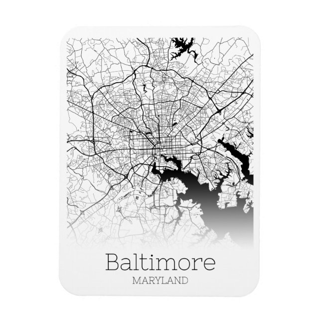 Íman Mapa da Cidade Moderna de Baltimore (Vertical)