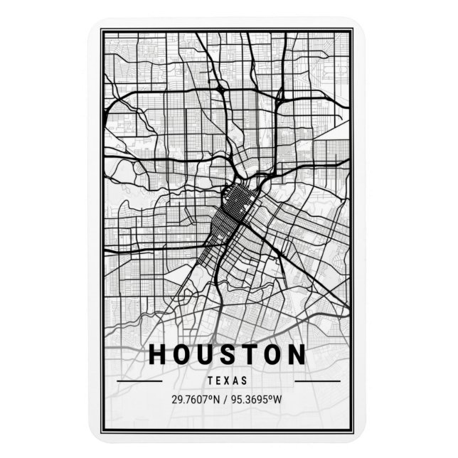 Íman Mapa da Cidade Viagem de Houston Texas EUA (Vertical)