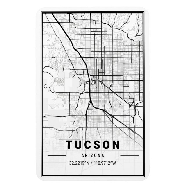Íman Mapa da Cidade Viagem de Tucson Arizona EUA (Vertical)