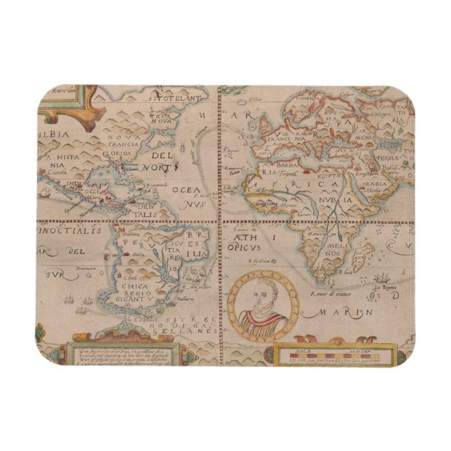 Íman Mapa da Circunnavegação de Drake no Globo (Horizontal)