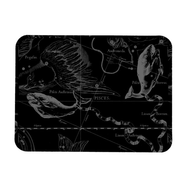 Íman Mapa da constelação de peixes por Hevelius 1690 (Horizontal)