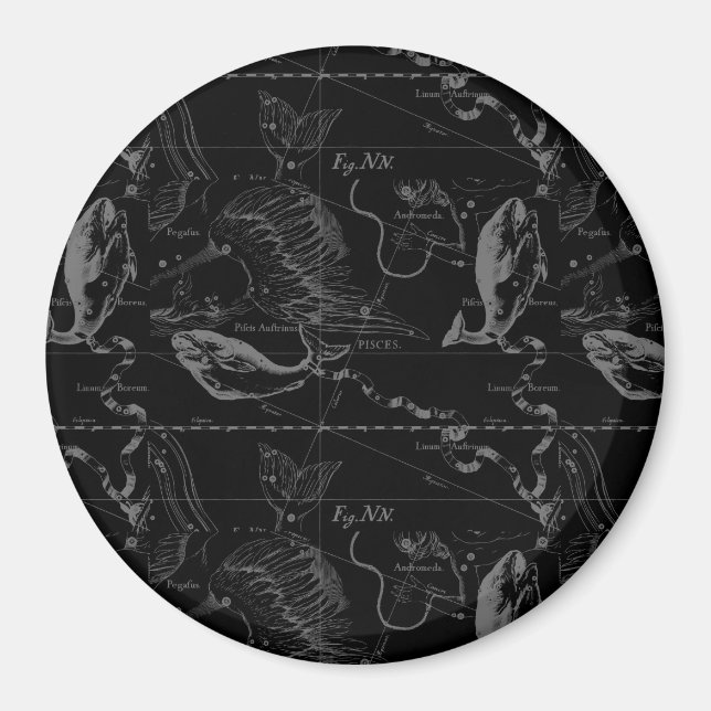 Íman Mapa da constelação de peixes por Hevelius 1690 (Frente)