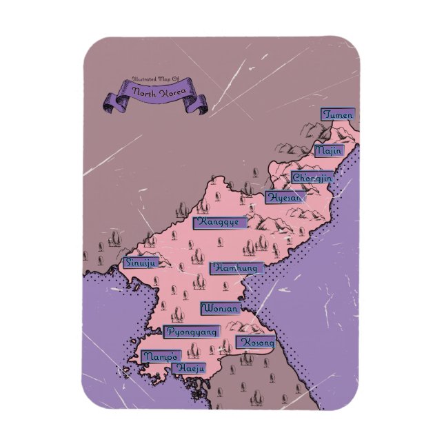 Íman Mapa da Coreia do Norte (Vertical)