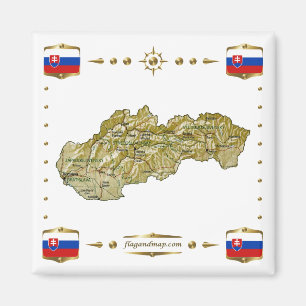 Íman Mapa da Eslováquia + ímã dos sinalizadores