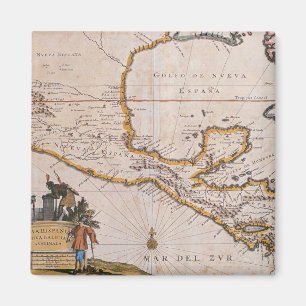 Íman Mapa da espanha nova  New Galiza & Guatemala, 1625
