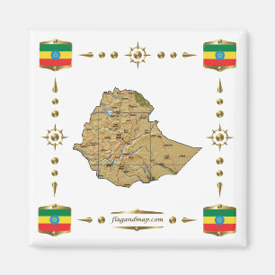 Íman Mapa da Etiópia + Ímã de Sinalizadores
