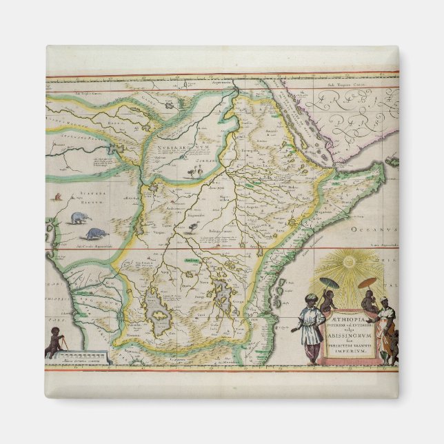 Íman Mapa da Etiópia mostrando cinco estados africanos (Frente)