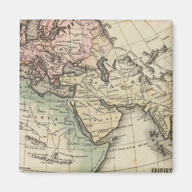 Íman mapa da Europa, África Norte e Sudeste Asiático (Frente)