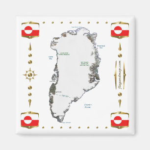 Íman Mapa da Gronelândia + ímã dos pavilhões