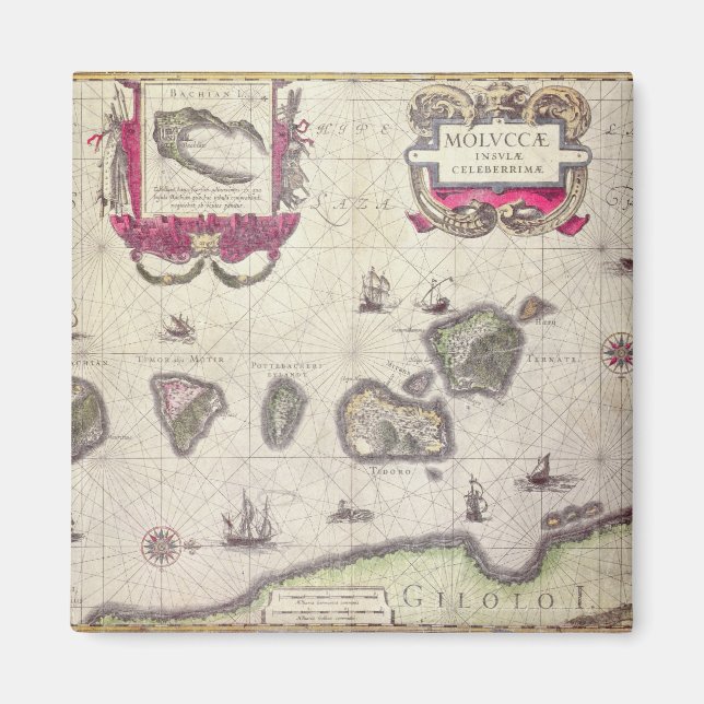 Íman Mapa da Ilha Molucana, gravado (Frente)