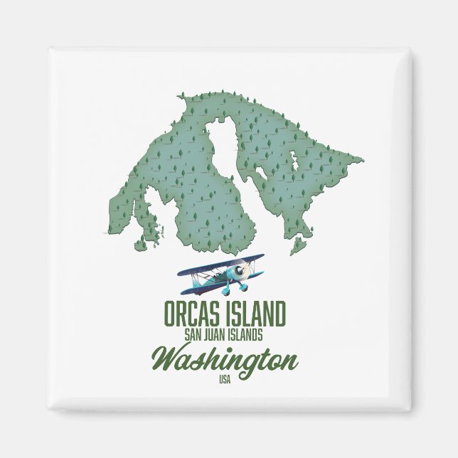 Íman Mapa da Ilha Orcas, Washington, EUA (Frente)