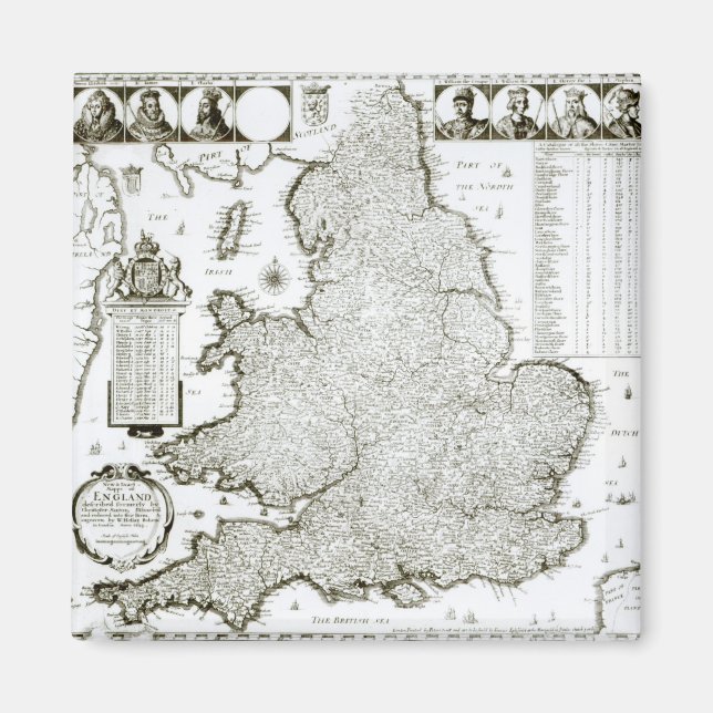 Íman Mapa da Inglaterra e do País de Gales, 1644 (Frente)