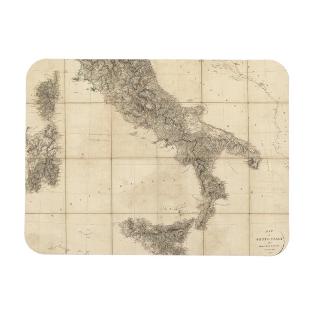 Íman Mapa da Itália do Sul e Costa Adjacente (Horizontal)