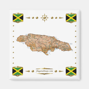 Íman Mapa da Jamaica + ímã de sinalizadores