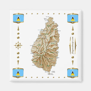 Íman Mapa da Lúcia do santo + ímã de sinalizadores