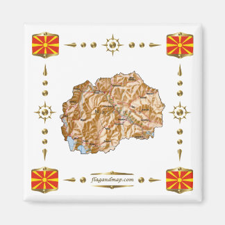 Íman Mapa da Macedônia do Norte + ímã de sinalizadores