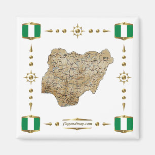 Íman Mapa da Nigéria + ímã de sinalizadores