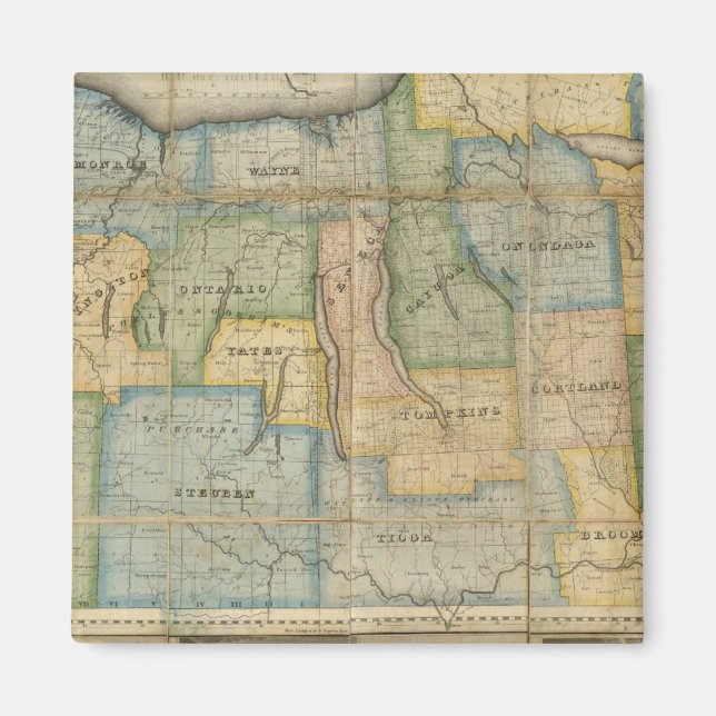 Íman Mapa da Parte Ocidental do Estado de Nova Iorque (Frente)