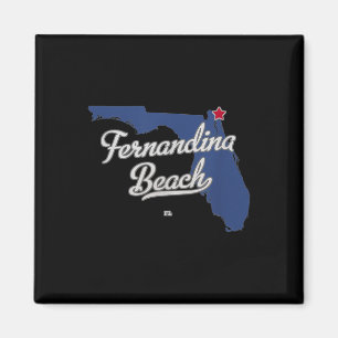 Íman Mapa da Praia de Fernandina Flórida Fl