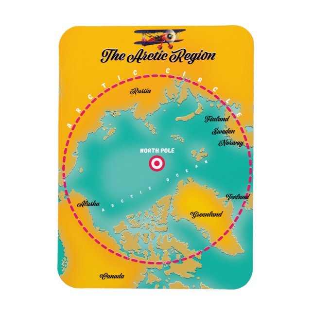 Íman Mapa da região ártica polo norte (Vertical)