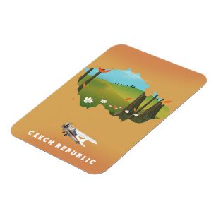 Íman Mapa da república checa Ilustrated impressão pos