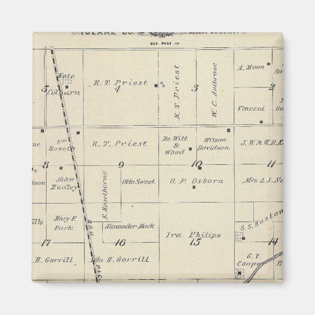 Íman Mapa da Seção do Condado de Tulare T23S R25E (Frente)