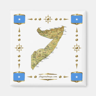 Íman Mapa da Somália + ímã dos sinalizadores
