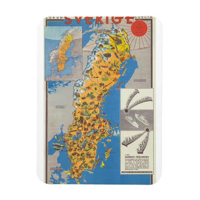 Íman Mapa da Suécia (Vertical)