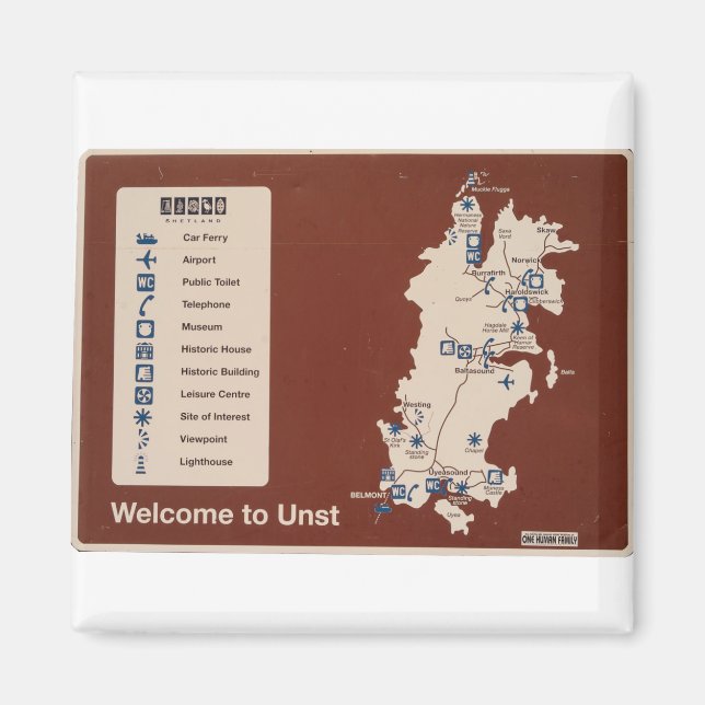 Íman Mapa da Unst, Shetland Isles Irlanda (Frente)
